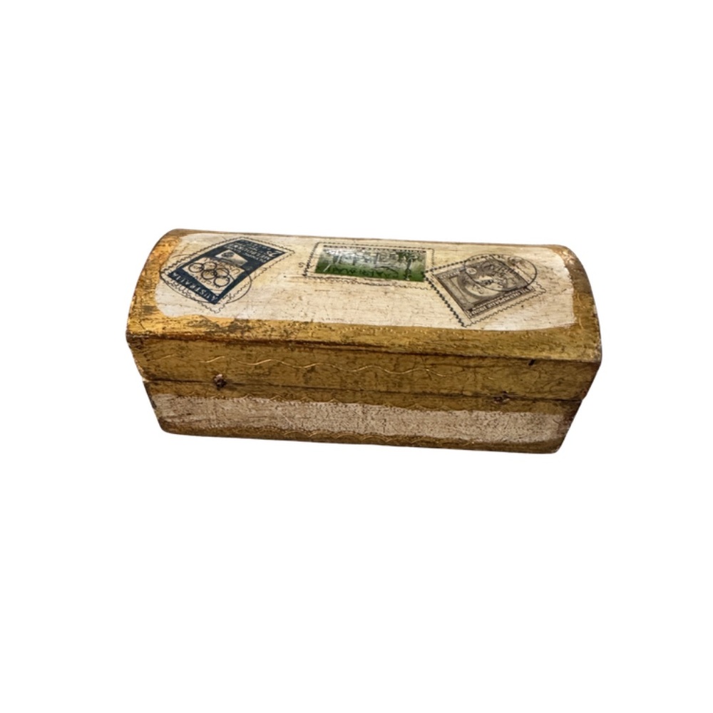 Vintage Italian Florentine Wooden Stamp/Trinket Box – Gilt Gold
